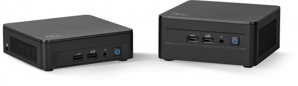 Intel’s NUC 13 Kits, right K version (slim), left H version (tall)